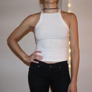 Emma & Sam White High Neck Tank